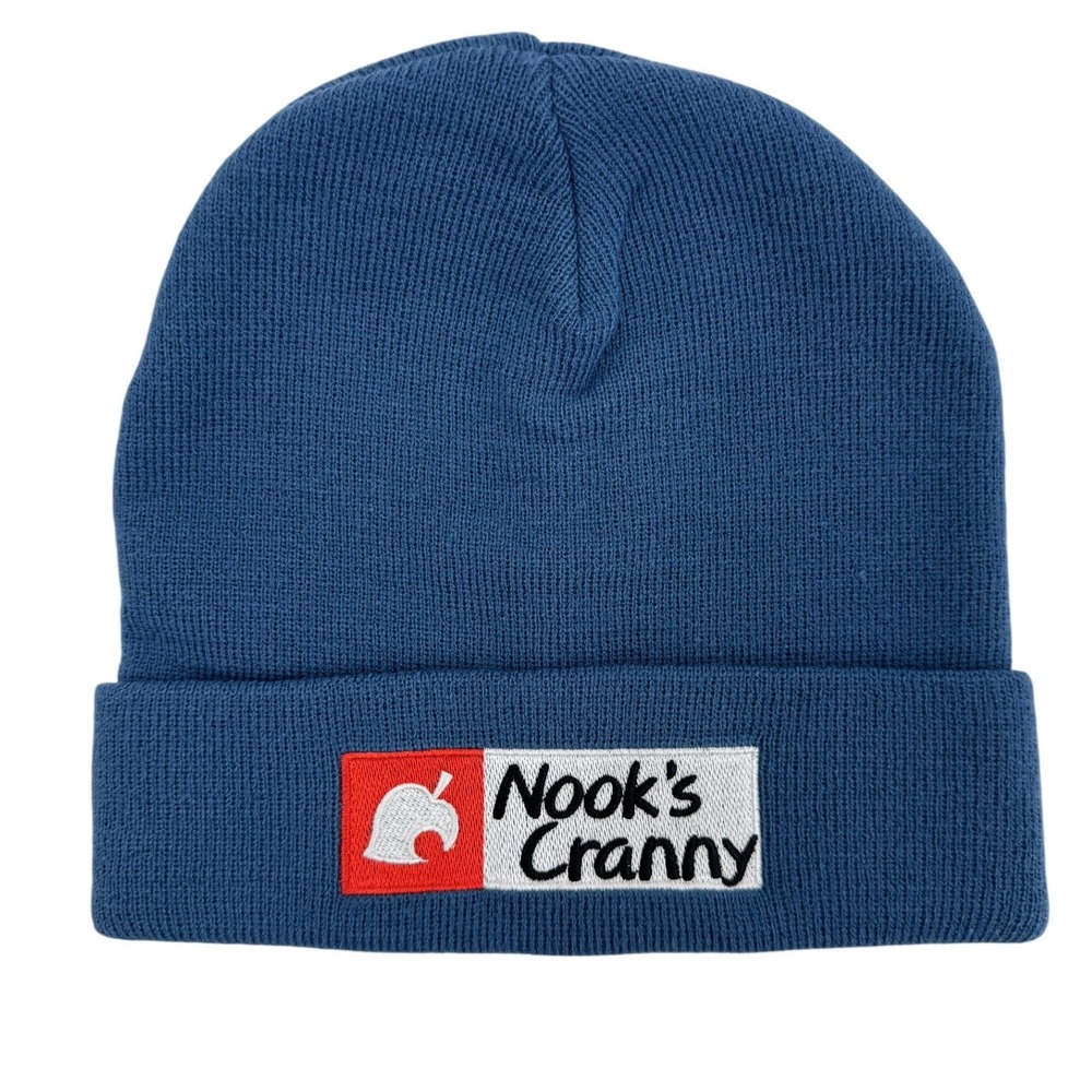 NWOT Nintendo Animal Crossing New Horizons Nooks Cranny Blue Knit Beanie Hat
